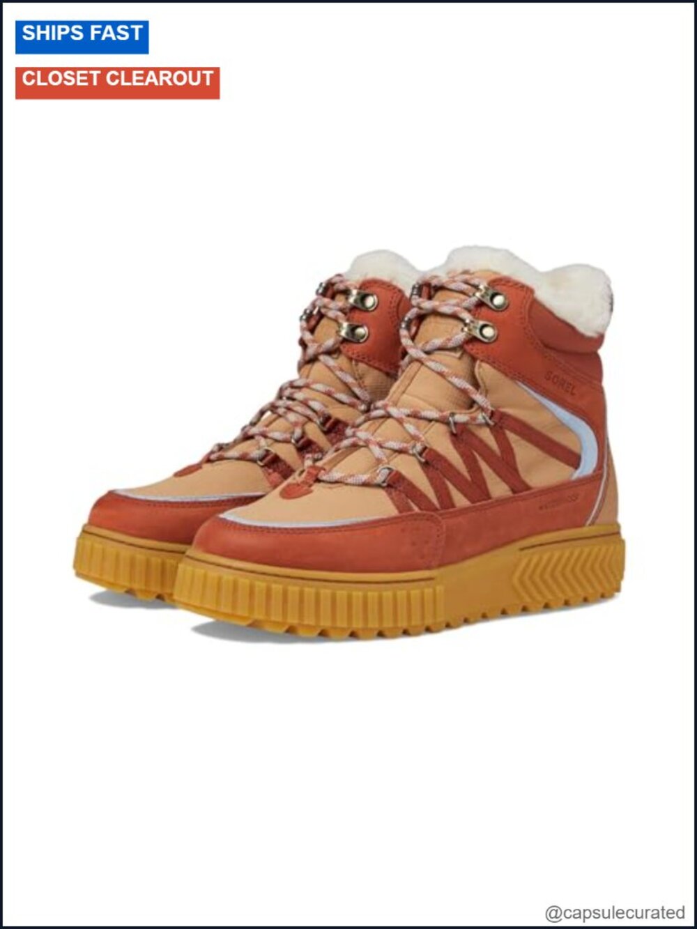 Waterproof Ankle Hiking Boots with Faux Fur Trim Leather Suede Women's Lace Up
